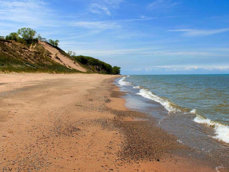 Sand dunes line the shoreline at Central Avenue Beach.