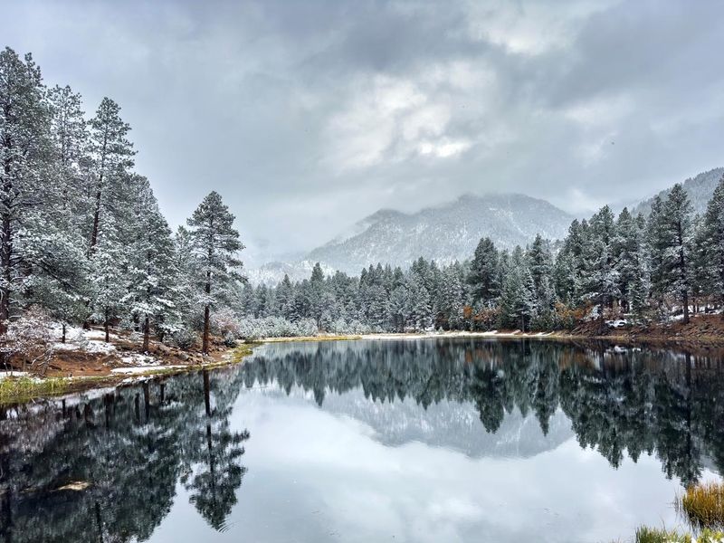 Winter at the nearby Pine Valley reservoir.