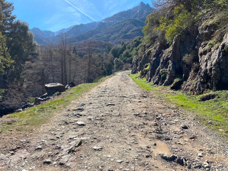 A rugged, one-lane section of the South Fork Road.