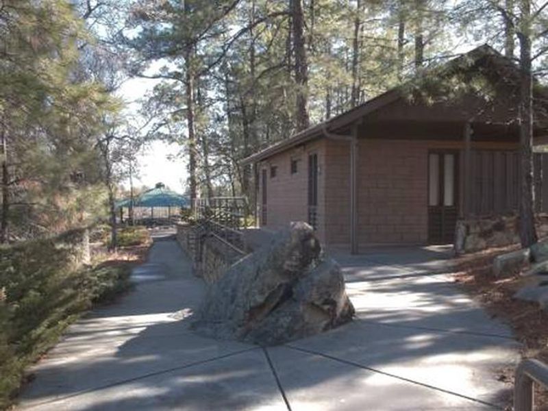 Accessible vaulted toilets. 