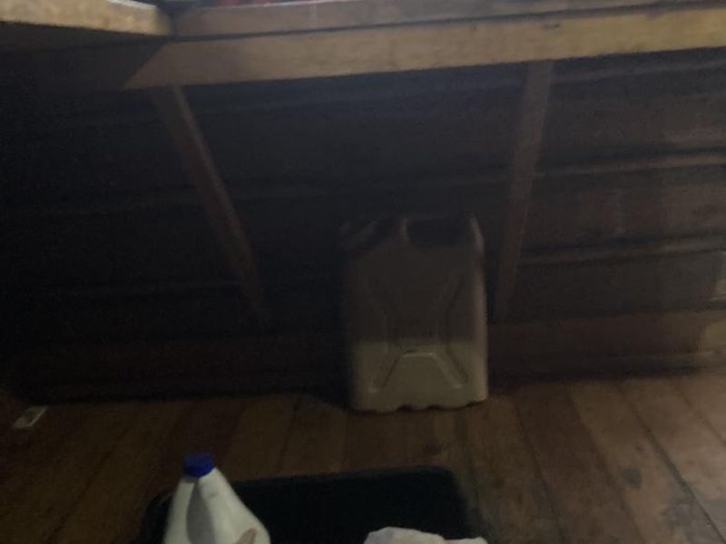 Bleach, Pine Sol, Murphy's Wood Oil provided.  5 gallon jug for hauling water.