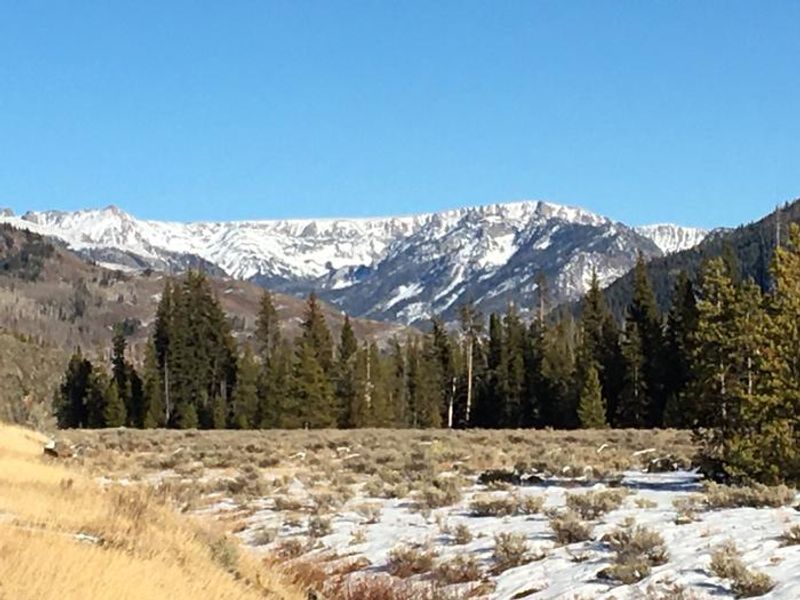 View of Mount Zirkel Wilderness driving to Seedhouse Campground