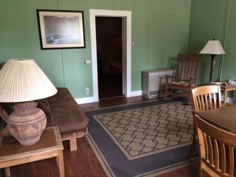  Table and futon- BR1 Queen Futon and bunk bed, BR2 2 bunk beds