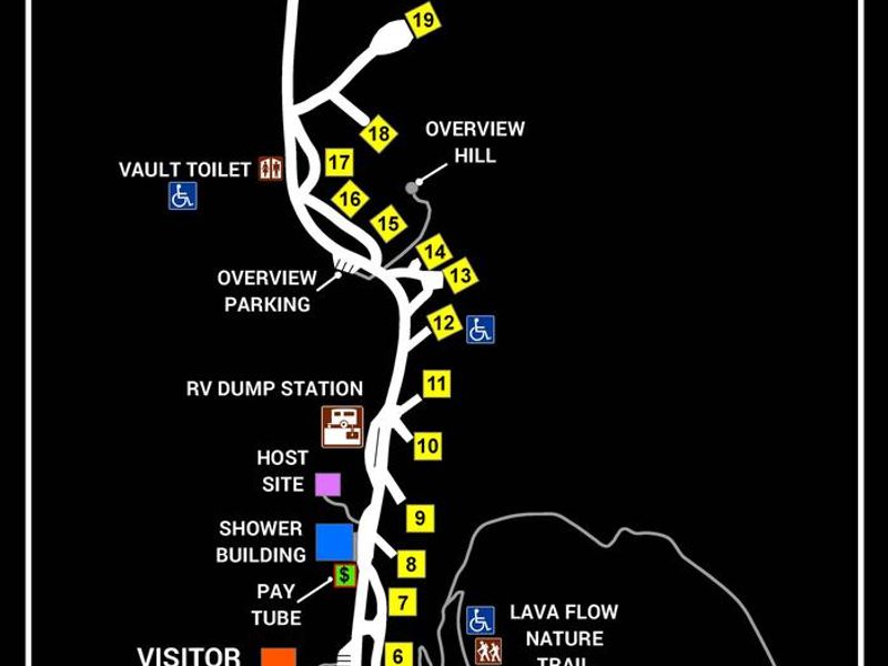 Map showing the campsites and amenities at Valley of Fires 