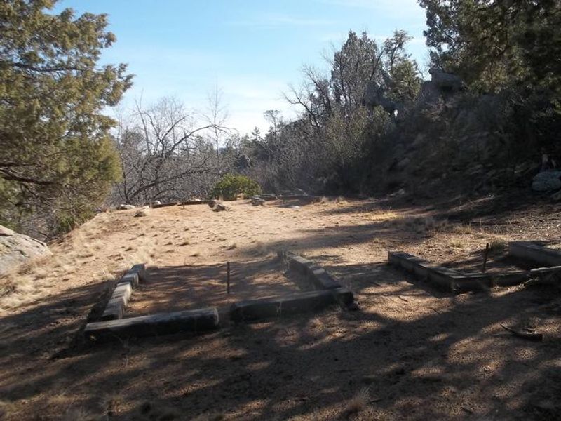 Two horseshoe pits located in the group site area.
