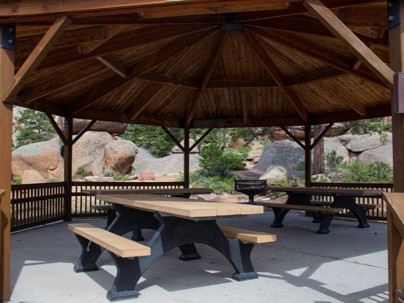 Picnic tables in Vedauwoo Gazebo