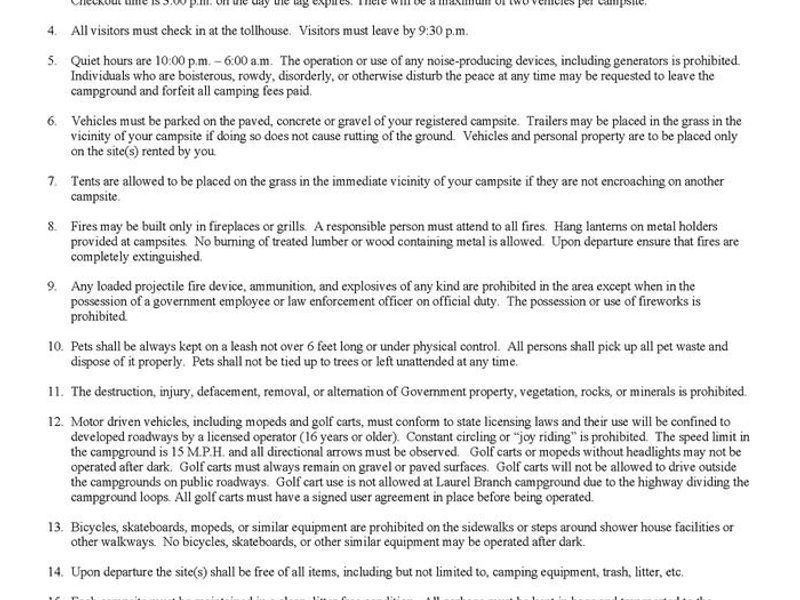 Campground rules