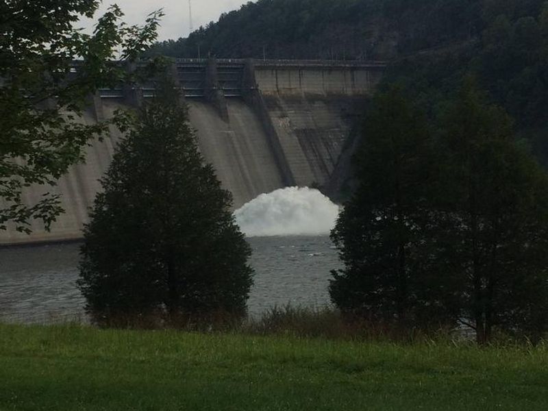 Sluice gates open at Wolf Creek Dam