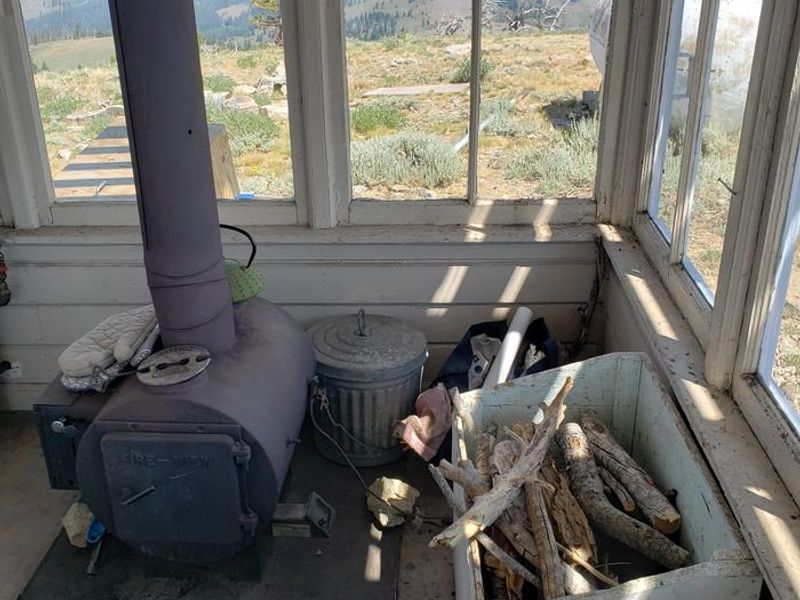 Interior View of Wood Stove and Wood Box