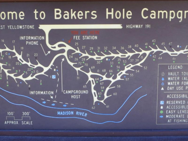 Map of Bakers Hole Campground (MT)