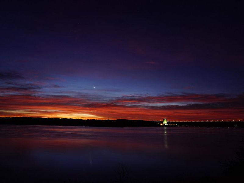 Sunrise across the Missouri as viewed from near the campground. 