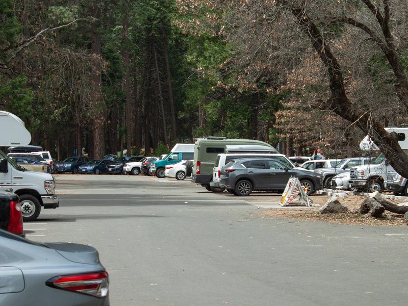 This is a photo of the parking lot at Camp 4 campground