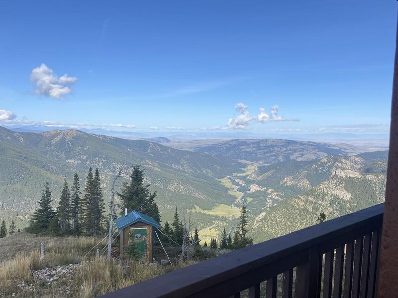  View to the NW of the lookout with outhouse nearby