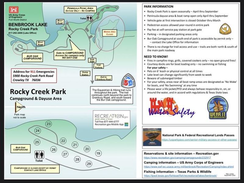 ROCKY CREEK PARK (BENBROOK LAKE) Park Map