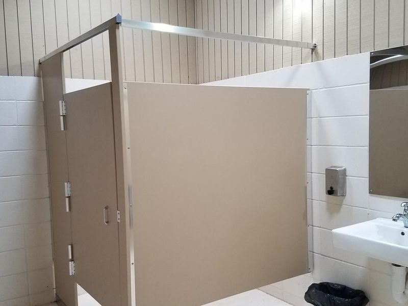 Inside of restroom in Clark Lake pavilion.