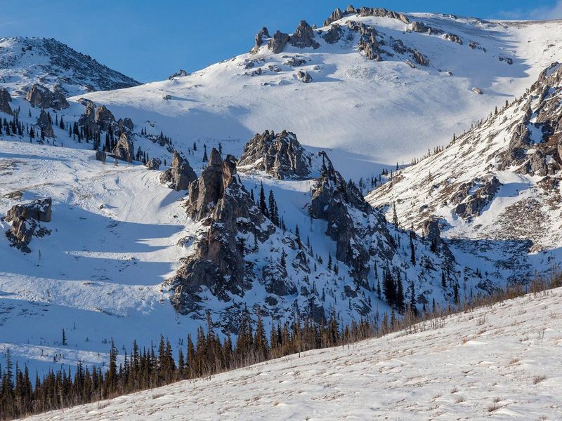 The Windy Creek Trail passes the scenic Limestone Jags in the White Mountains National Recreation Area. 