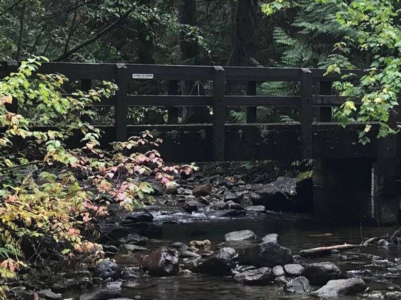 Bridge to Fish Creek Amphitheater within the campground.