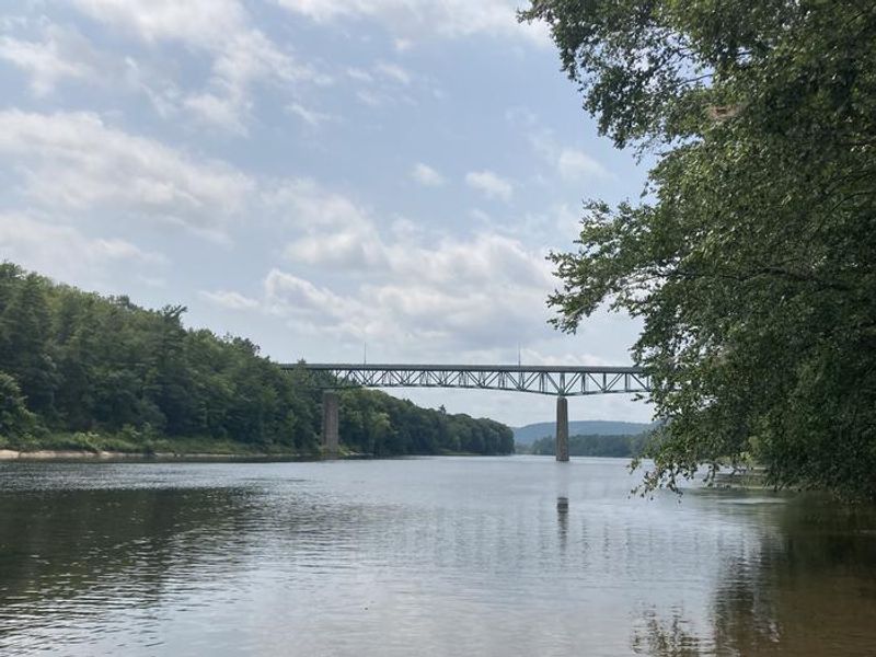 View of the Milford Bridge after launching from Milford Beach boat launch. 