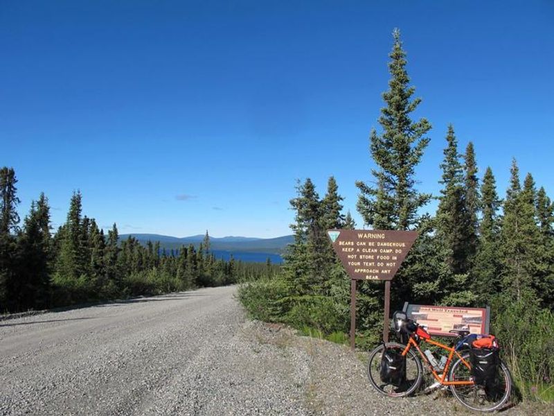 Biker on Paxson Lake Entrance Rd