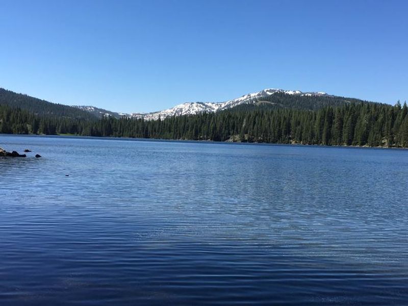 Early season, snow covered mountains.