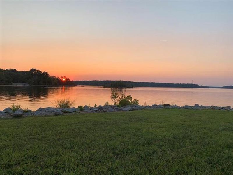 This is a photo of an orange and blue sunset taken at the turn around at Ivy Hill Park. 