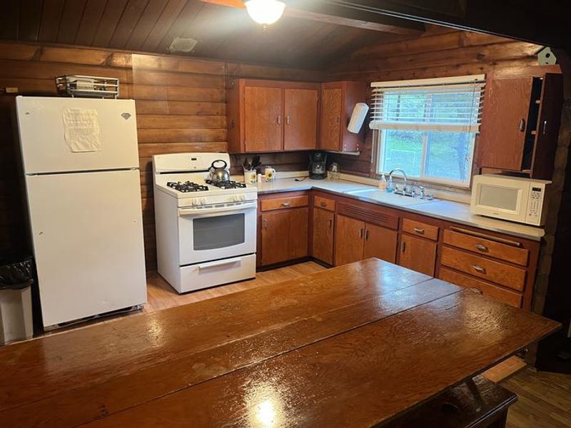 Enjoy a rustic cabin kitchen