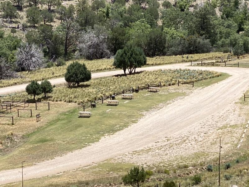 Overview of the four Dog Canyon RV sites.  Trailhead parking is just across from the campsites. 