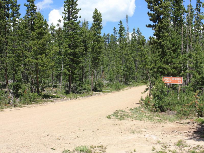 Spruce Mountain Fire Lookout Tower sign on USFS Rd 500