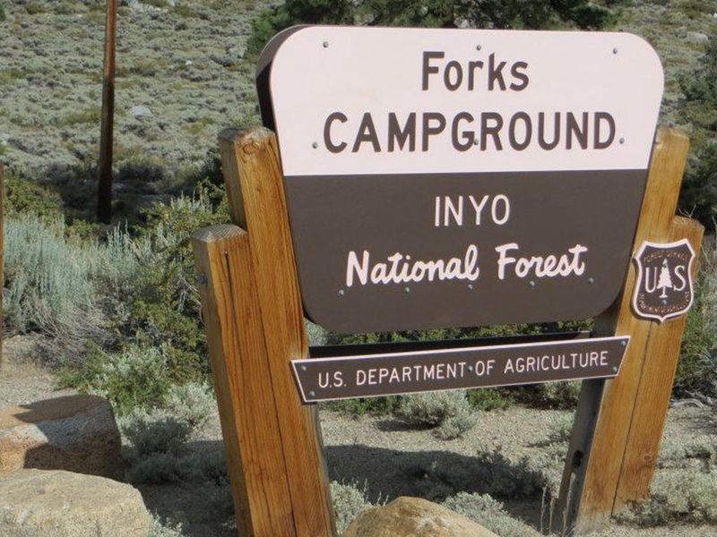Entrance sign to Forks Campground