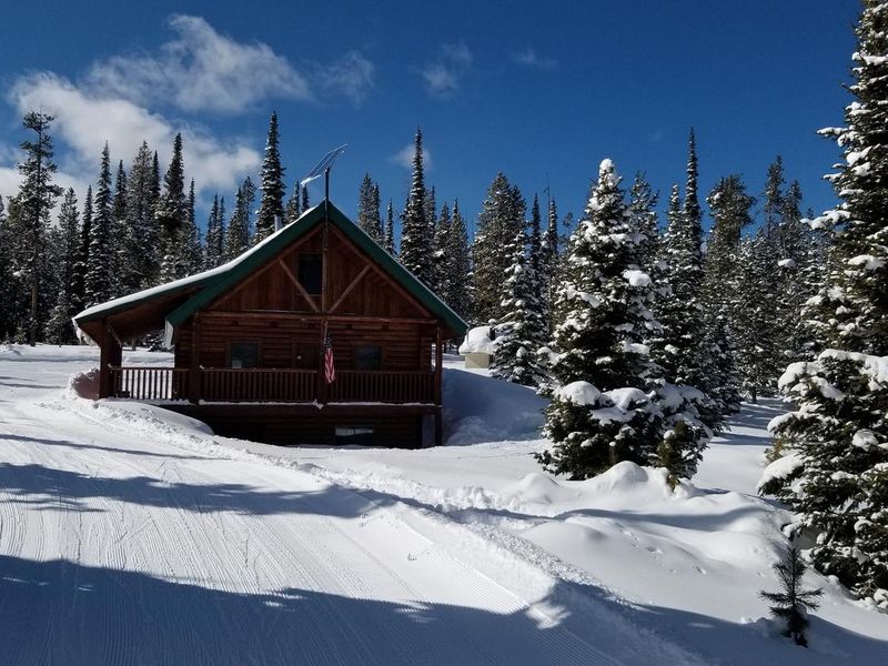 view of the cabin from the east side
