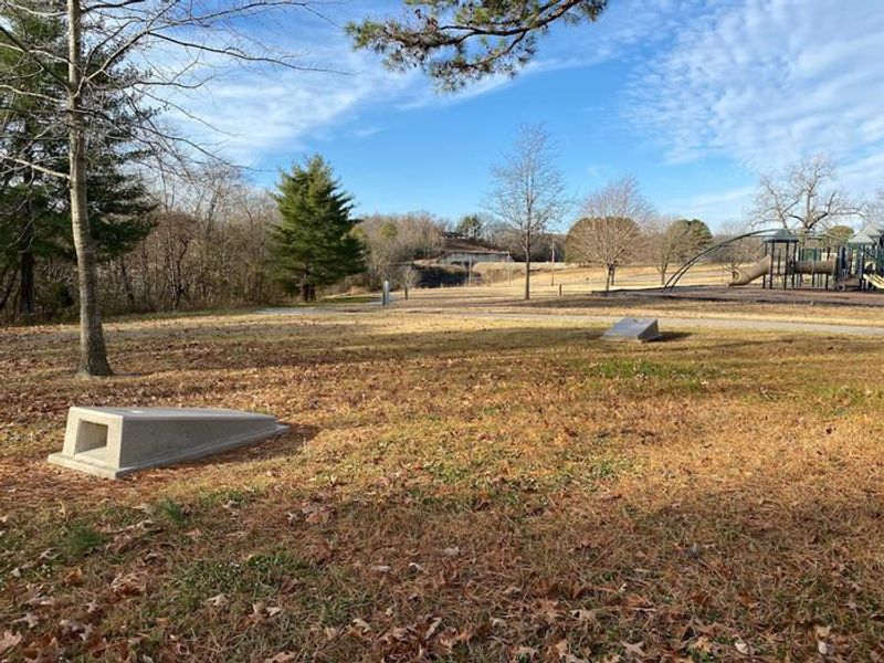 Concrete cornhole boards at the Spillway Recreation Area. These boards are near Shelter 6, just bring your own bags!