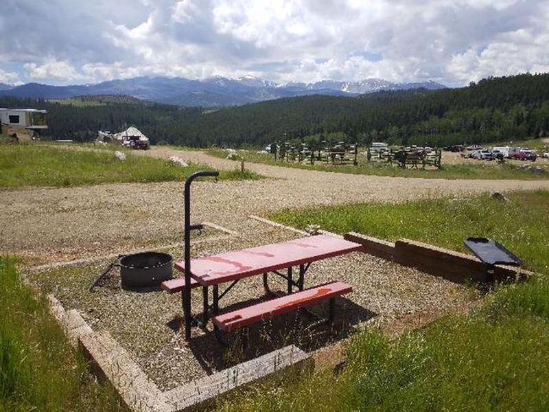 Hunter Trailhead and Campground with the Cloud Peak Wilderness in the background. 