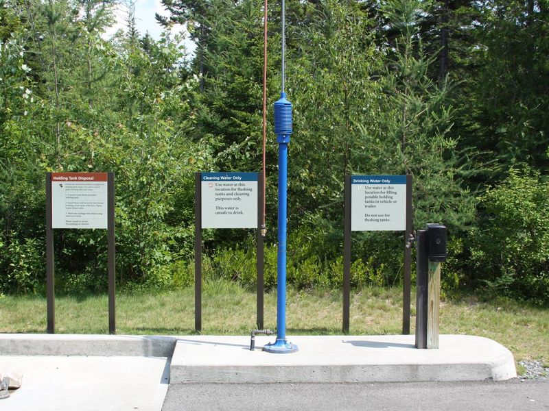 Dump station, cleaning water, and drinking water