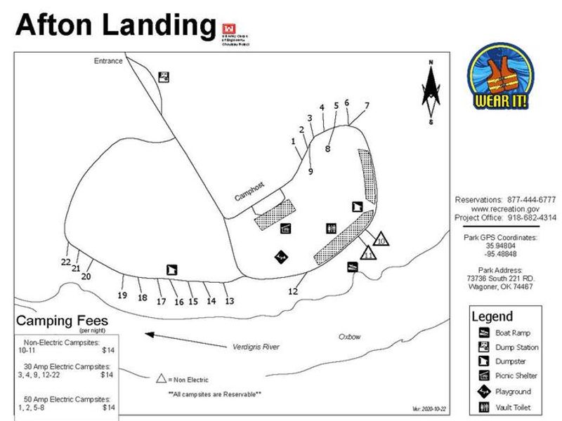 This campground is equipped with 22 campsites and one group shelter