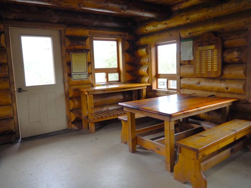 Wrangell High School students built much of the furniture inside Middle Ridge Cabin.