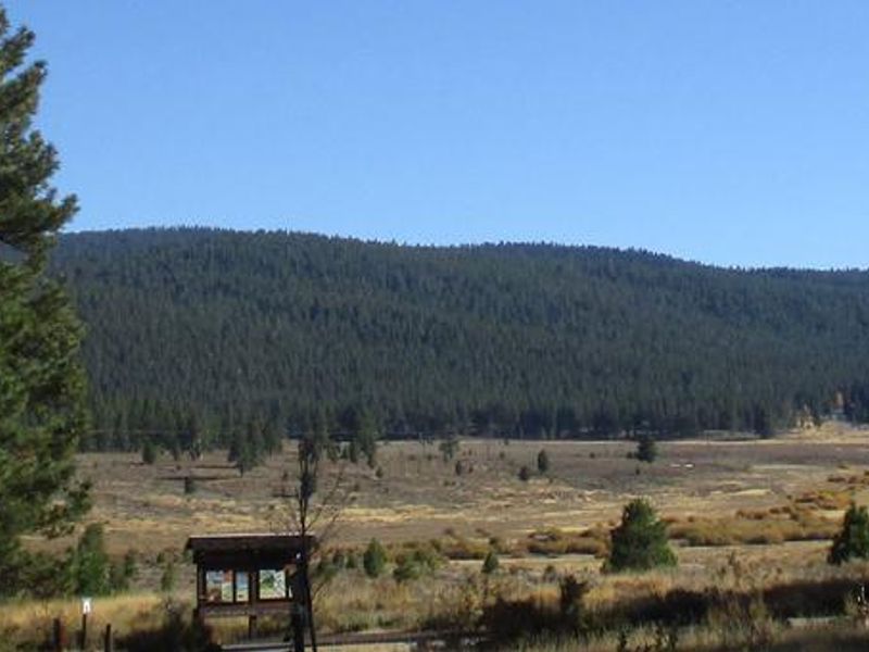 View of Martis Valley from the entrance of Alpine Meadow Campground
