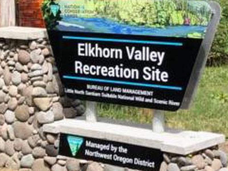 new portal sign for Elkhorn Valley Recreation Site