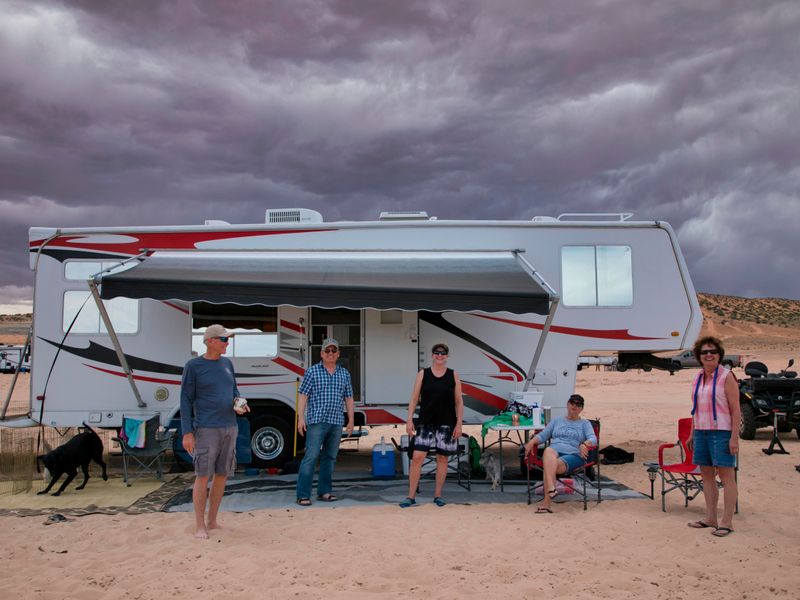 The whole family can enjoy the beach camping at Lone Rock.