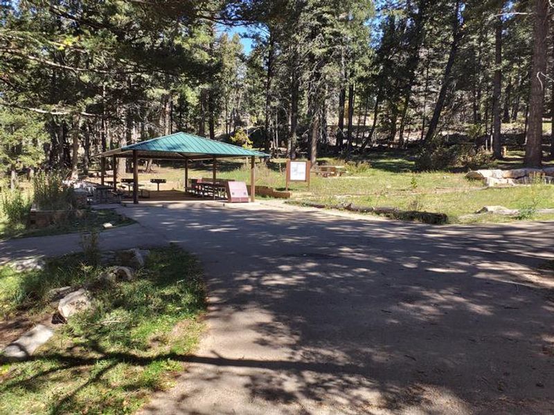 Aspen Group Campground pavilion for group site.