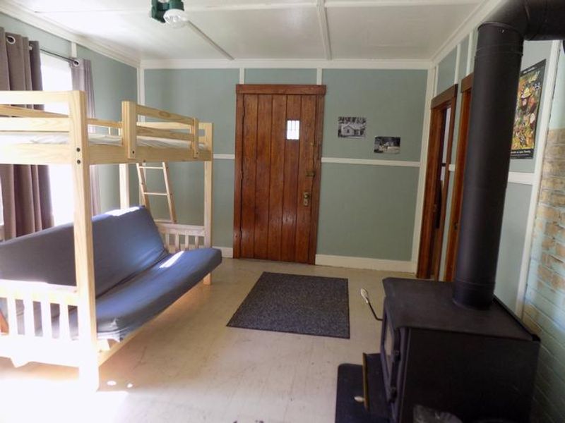 Interior with wood stove