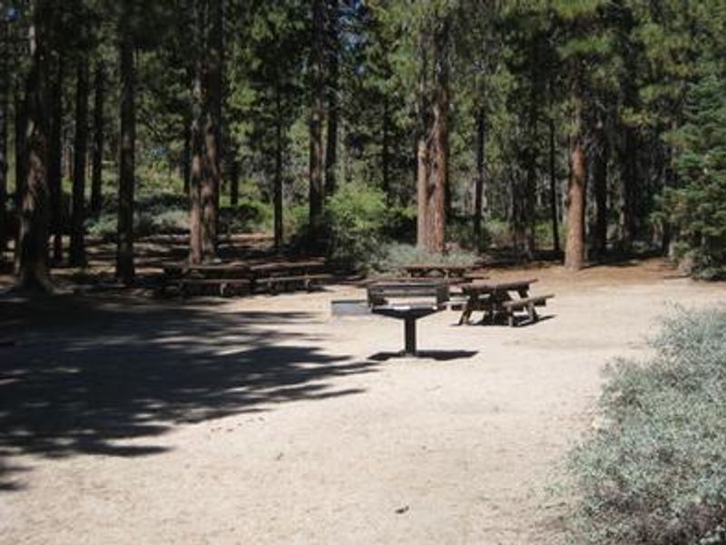 Boulder Group Campground picnic tables and barbecue grill