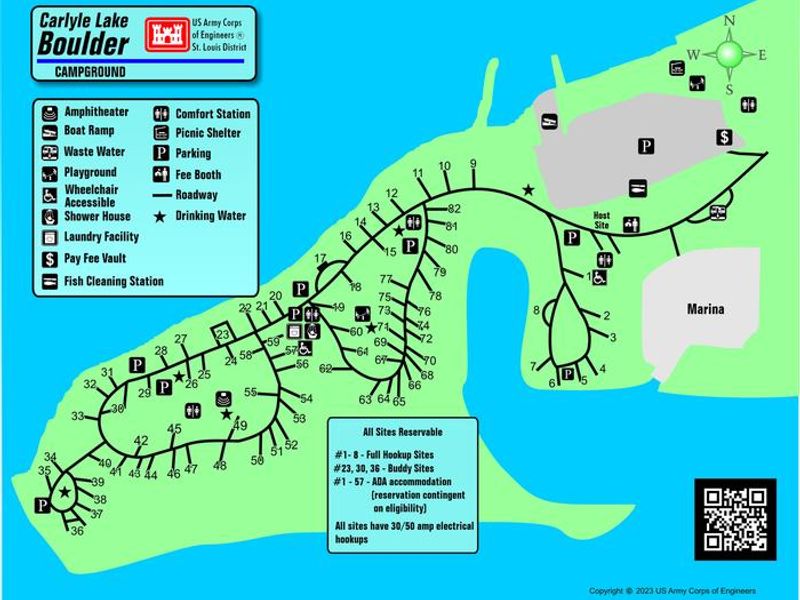 Map of Boulder Campground layout.