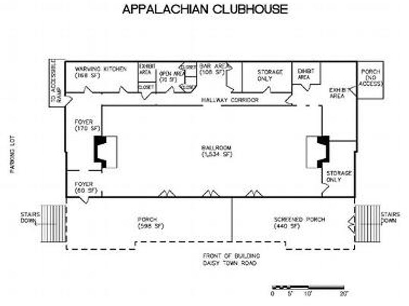 Floor plan showing exits from the building