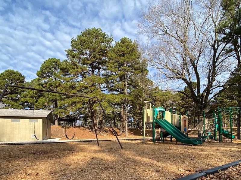 Large playground area near restroom facilities at Eagle Point. 