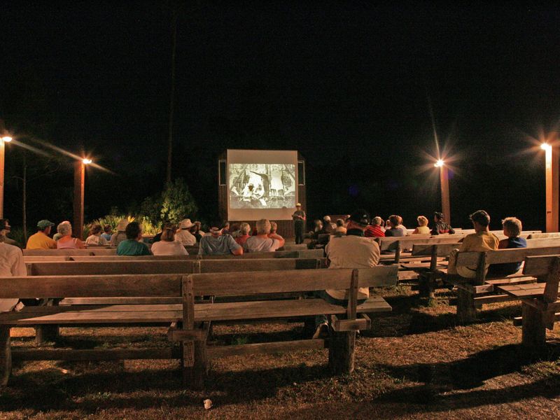 Visitors attend an evening Ranger program