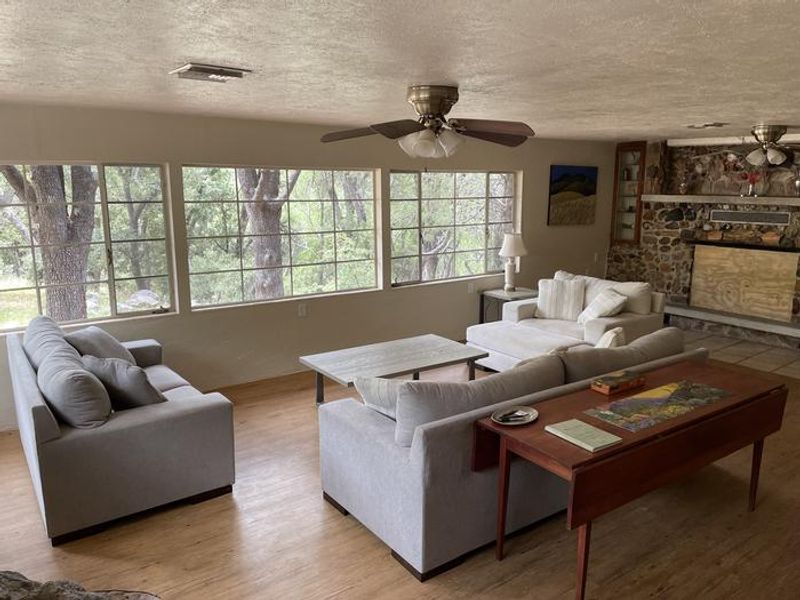 The living area section of the open concept layout .