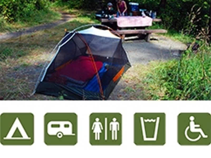 Tent in campsite in Heart O'the Hills Campground.
