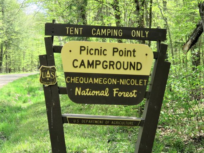 Entrance sign for the Picnic Point campground