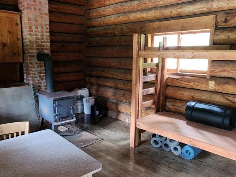 Interior of cabin and stove