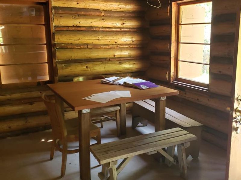 Table and Seating Inside Cabin